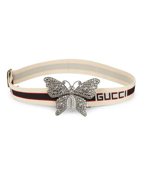 gucci pave butterfly logo belt